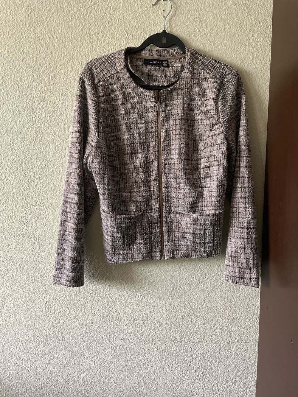 Rafaella Tweed Zip-Front Jacket Size S